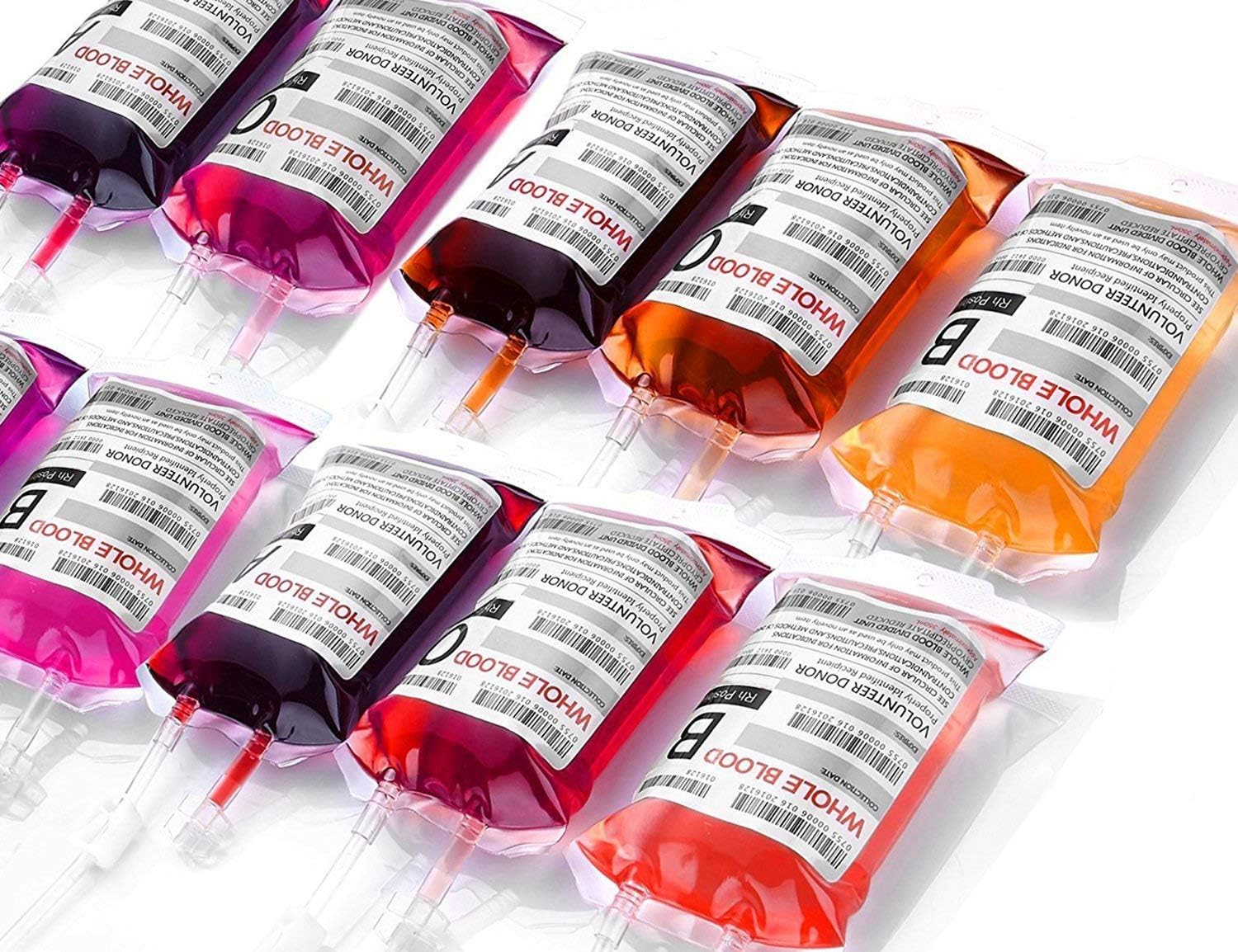 Blood Bags for Drinks, WYNK Live Blood of Theme Parties 350ML x 10 IV Bags with Syringe Halloween Party Cups for Halloween Zombie Party Christmas Carnival Theme Parties Children Funny Decoration
